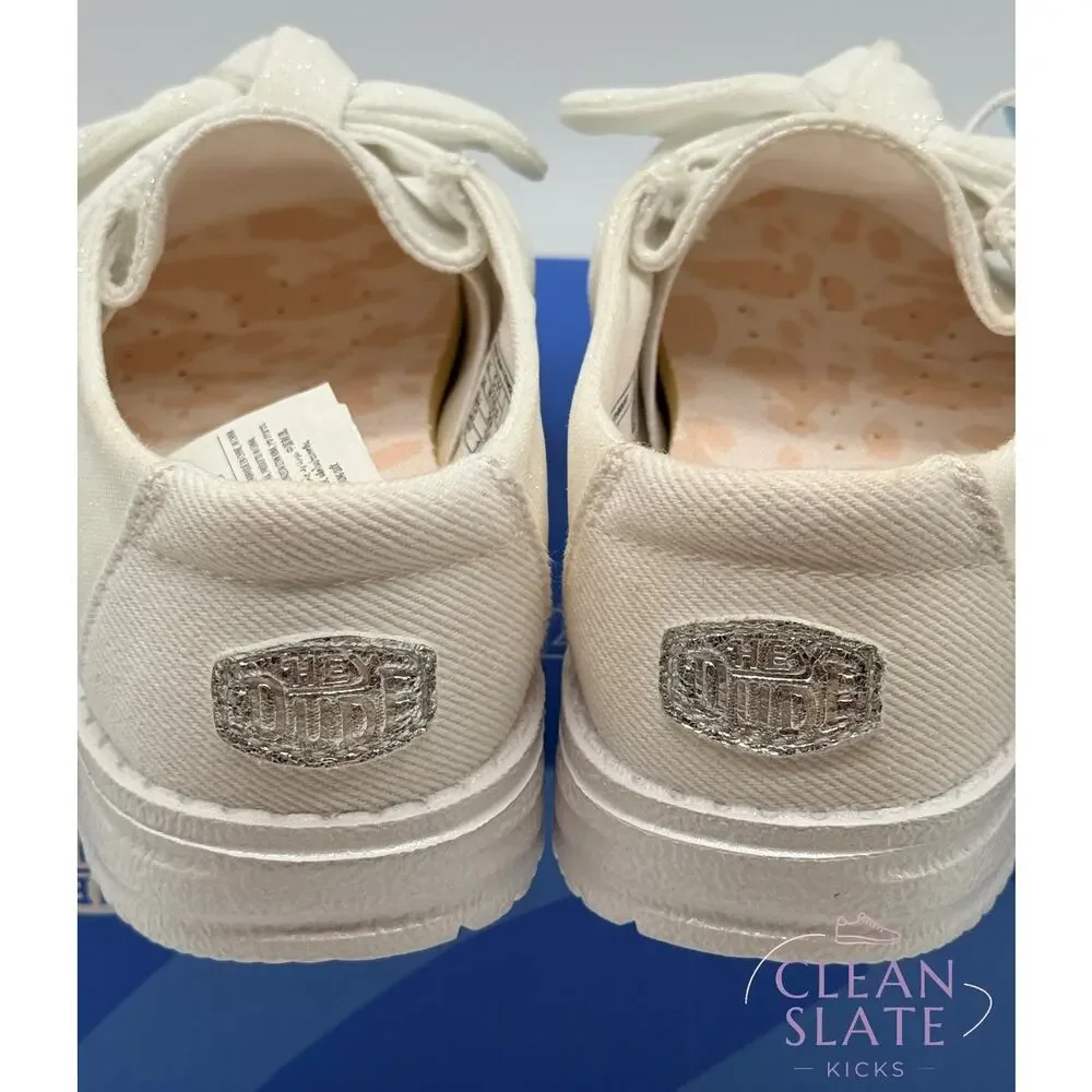 Hey Dude Wendy Bow Stardust White Kids C11 NIB/NWT